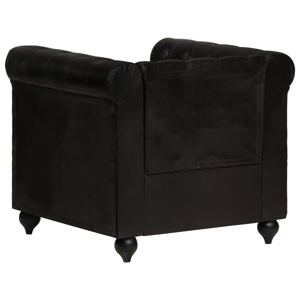 Poltrona Chesterfield Nera in Vera Pelle 283756