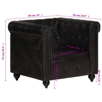 Poltrona Chesterfield Nera in Vera Pelle 283756