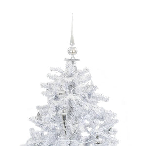 Albero di Natale con Neve e Base a Ombrellone Bianco 140 cm