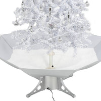 Albero di Natale con Neve e Base a Ombrellone Bianco 140 cm