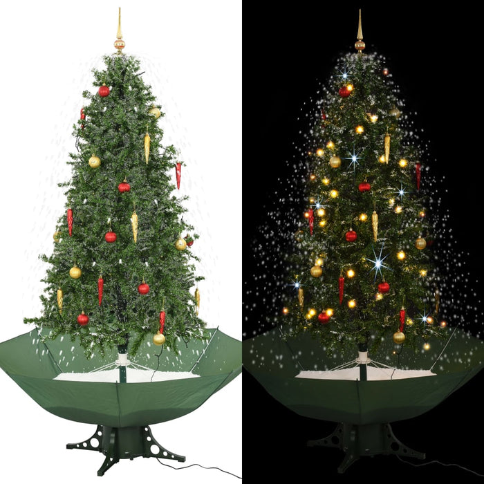 Albero di Natale con Neve e Base a Ombrellone Verde 190 cm cod 12261