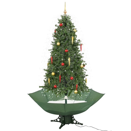 Albero di Natale con Neve e Base a Ombrellone Verde 190 cm cod 12261