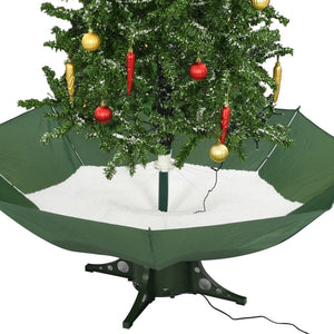 Albero di Natale con Neve e Base a Ombrellone Verde 190 cm