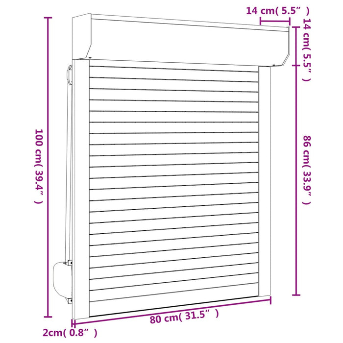 Tapparella Avvolgibile in Alluminio 80x100 cm Bianco