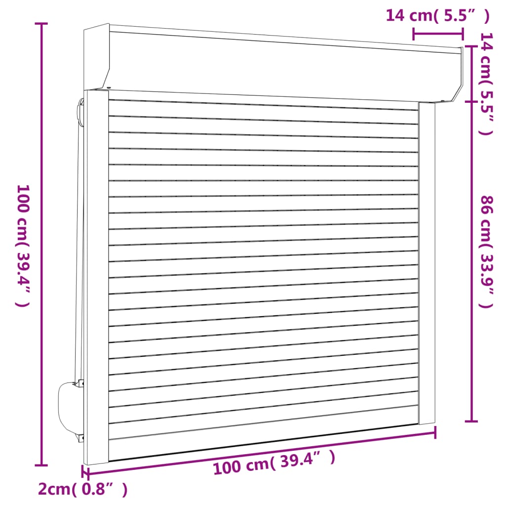 Tapparella Avvolgibile in Alluminio 100x100 cm Bianco cod mxl 69617