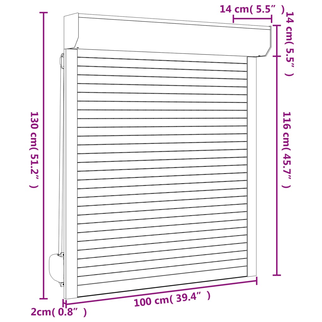 Tapparella Avvolgibile in Alluminio 100x130 cm Bianca 144968