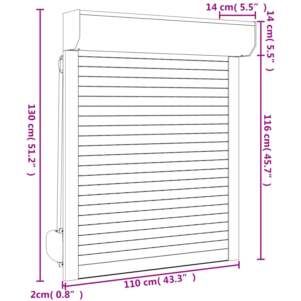 Tapparella Avvolgibile in Alluminio 110x130 cm Bianco cod mxl 65129