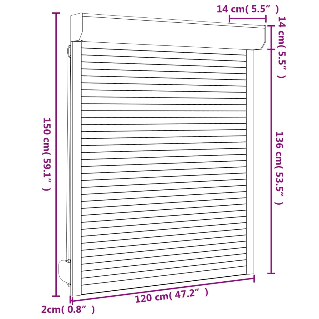 Tapparella Avvolgibile in Alluminio 120x150 cm Bianco cod mxl 55959