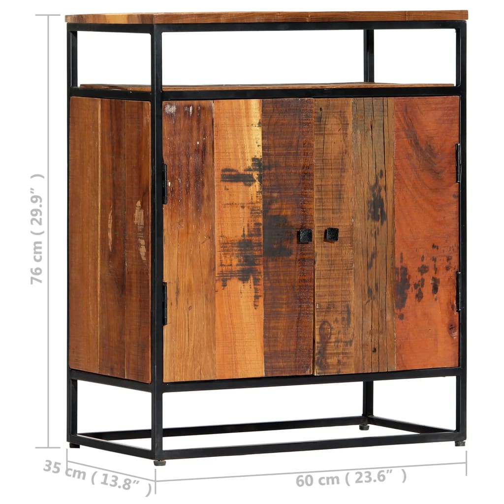 Credenza 60x35x76 cm in Legno Massello di Recupero e Acciaio 282727