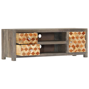 Mobile Porta TV Grigio 120x30x40 cm in Legno Massello di Mango 282735