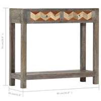 Tavolo Consolle Grigio 86x30x76 cm in Legno Massello di Mango 282737