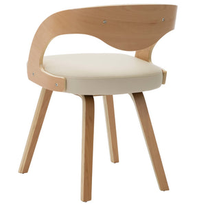 Sedie da Pranzo 2 pz in Legno Curvato e Similpelle Crema 283104