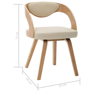 Sedie da Pranzo 2 pz in Legno Curvato e Similpelle Crema 283104