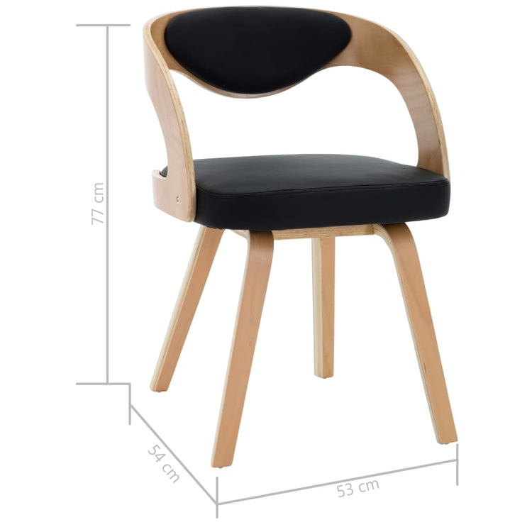 Sedie da Pranzo 2 pz Nere in Legno Curvato e Similpelle 283105