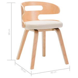 Sedie da Pranzo 2 pz in Legno Curvato e Similpelle Crema 283108