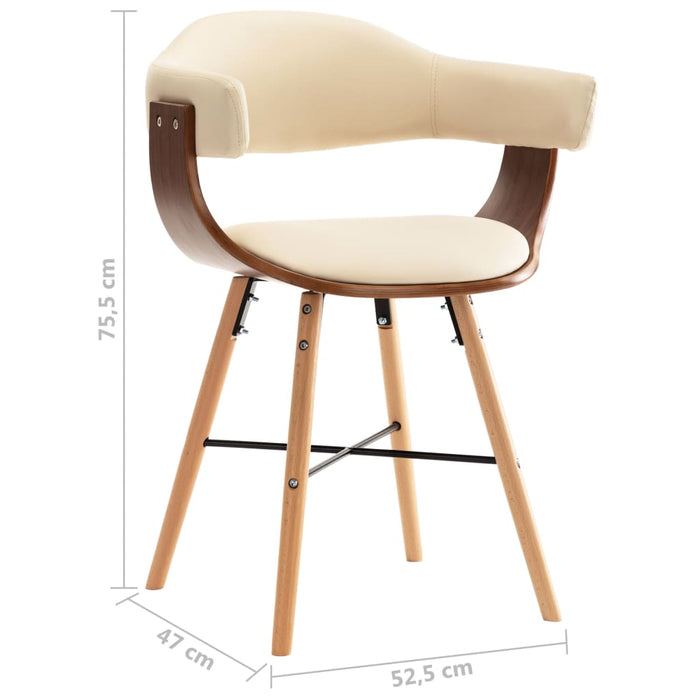 Sedie da Pranzo 2 pz Crema in Similpelle e Legno Curvato cod mxl 15658