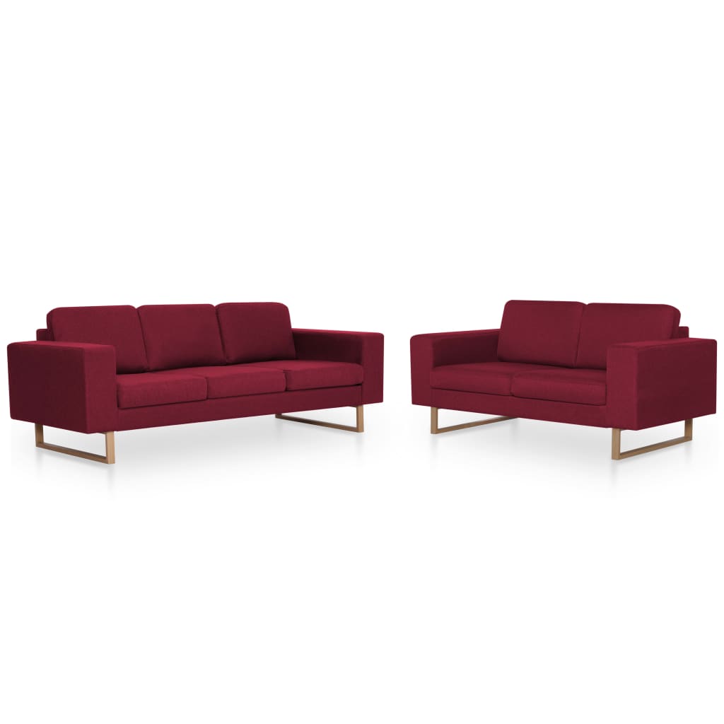 Set Divani 2 pz in Tessuto Rosso Vino 276865