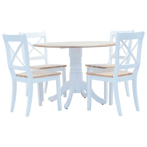 Set da Pranzo 5 pz in Legno Massello di Hevea Bianco e Marrone 276870