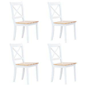 Set da Pranzo 5 pz in Legno Massello di Hevea Bianco e Marrone 276870