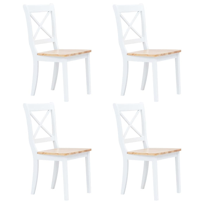 Set da Pranzo 5 pz in Legno Massello di Hevea Bianco e Marrone 276870