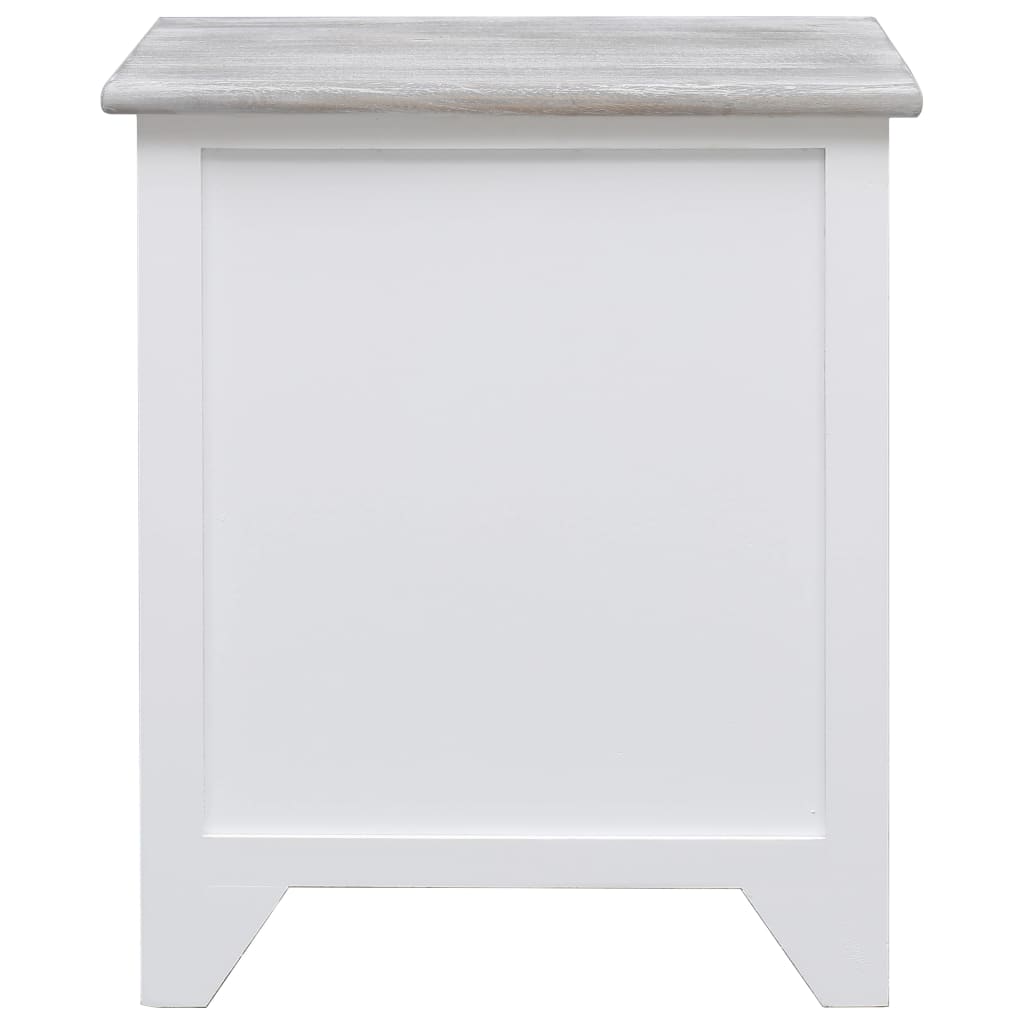 Comodino Bianco 38x28x45 cm in Legno di Paulownia 284060