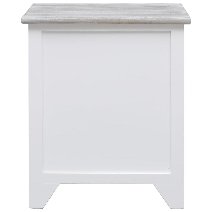 Comodino Bianco 38x28x45 cm in Legno di Paulownia 284060