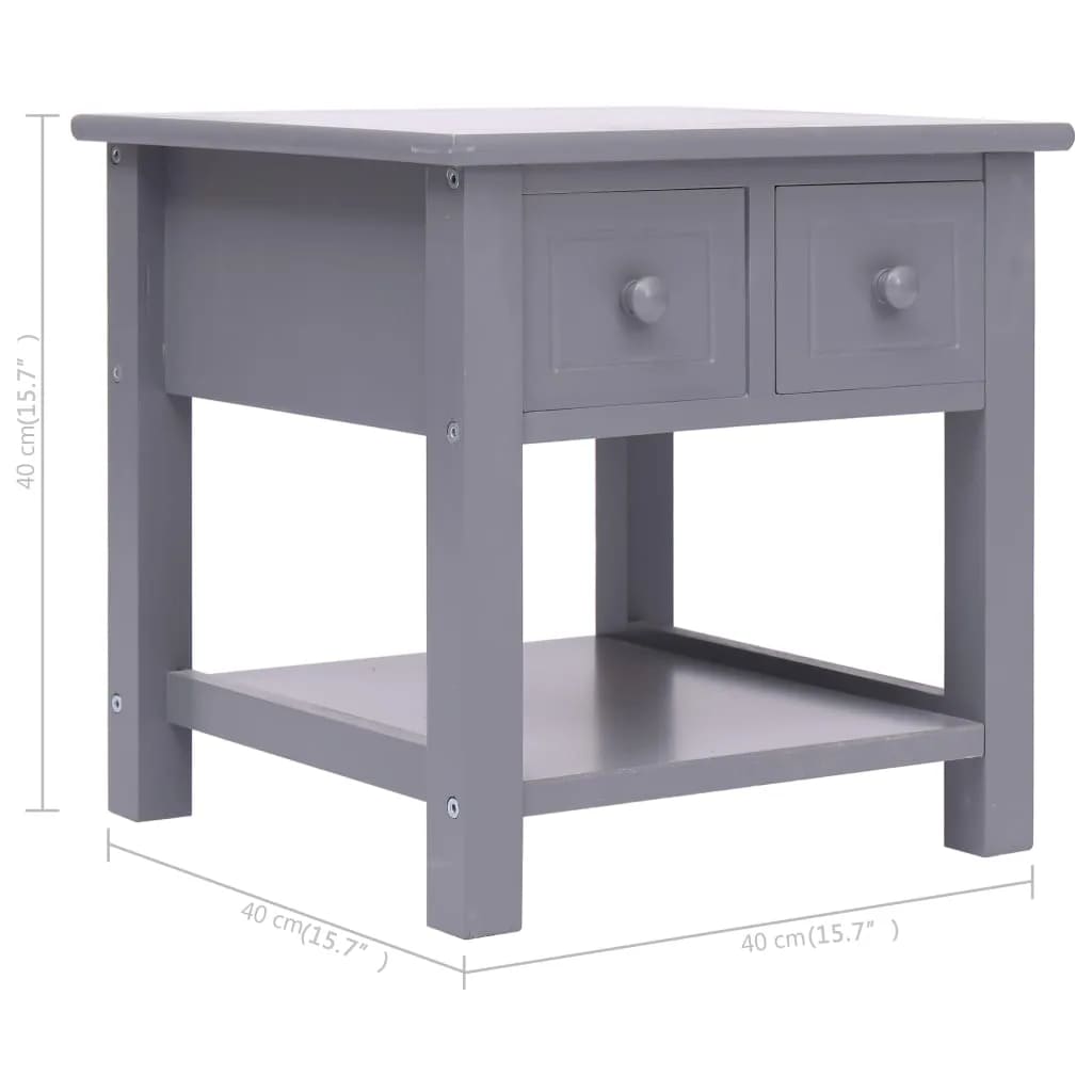 Tavolino Laterale Grigio 40x40x40 cm in Legno di Paulownia cod mxl 27067