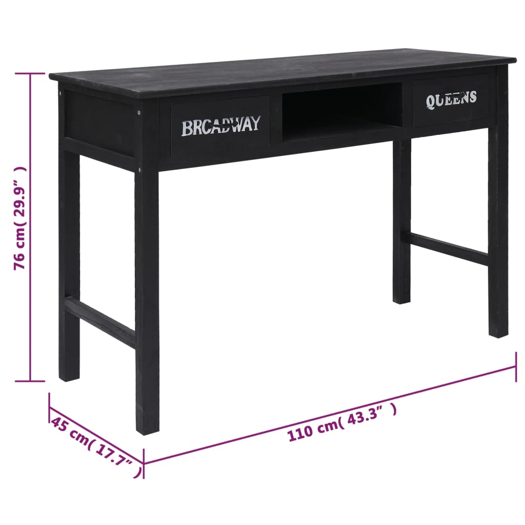 Tavolo Consolle Nero 110x45x76 cm in Legno