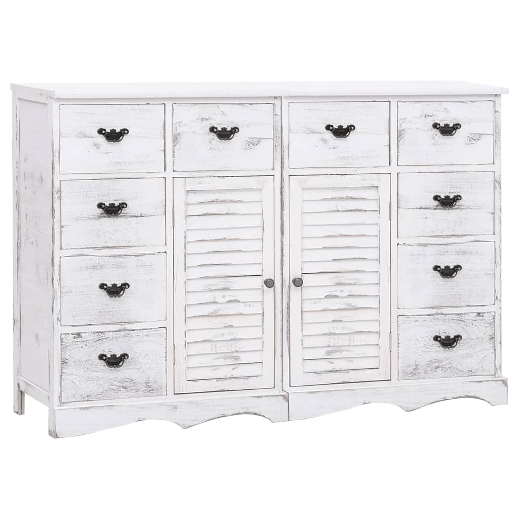 Credenza con 10 Cassetti Bianca 113x30x79 cm in Legno 284179