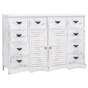 Credenza con 10 Cassetti Bianca 113x30x79 cm in Legno 284179