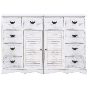 Credenza con 10 Cassetti Bianca 113x30x79 cm in Legno 284179