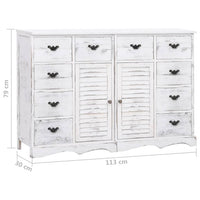 Credenza con 10 Cassetti Bianca 113x30x79 cm in Legno 284179