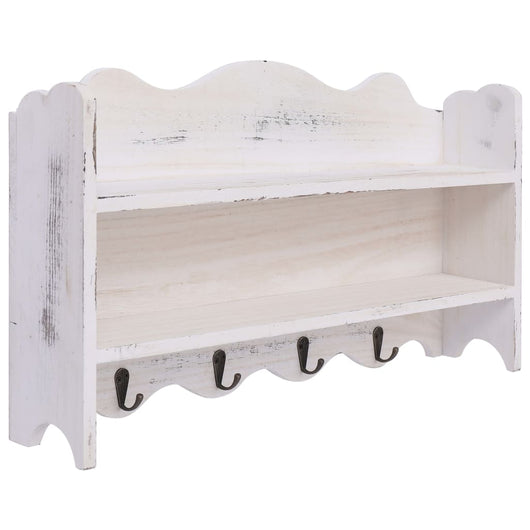 Appendiabiti a Muro Bianco 50x10x30 cm in Legno cod mxl 74778