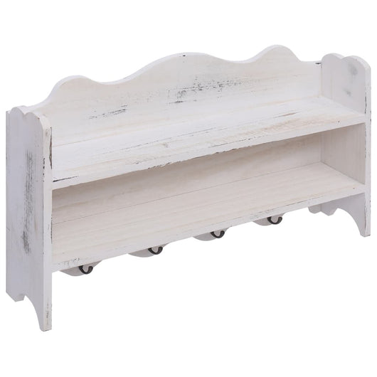 Appendiabiti a Muro Bianco 50x10x30 cm in Legno cod mxl 74778