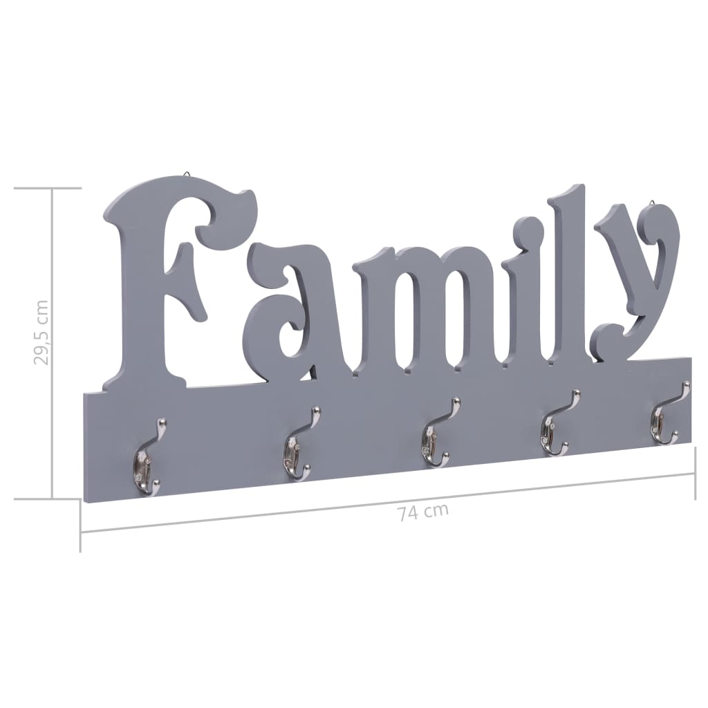 Appendiabiti a Muro FAMILY Grigio 74x29,5 cm cod mxl 64556