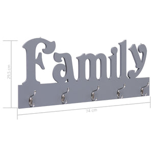 Appendiabiti a Muro FAMILY Grigio 74x29,5 cm