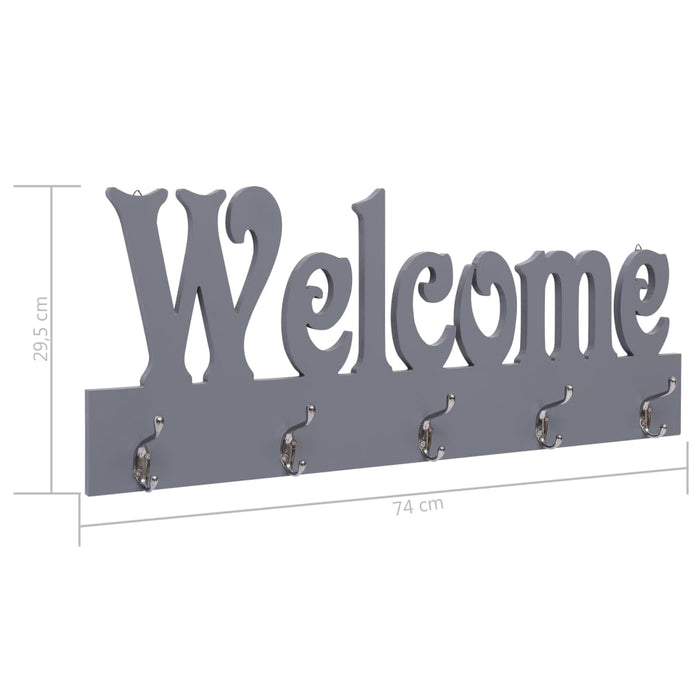 Appendiabiti a Muro WELCOME Grigio 74x29,5 cm cod mxl 72128