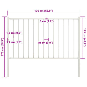 Pannello Recinzione e Pali Acciaio Verniciato 1,7x1,25m Bianco 145217