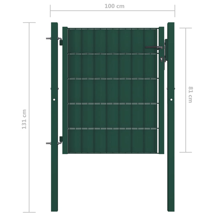 Cancello per Recinzione in PVC e Acciaio 100x81 cm Verde 145227