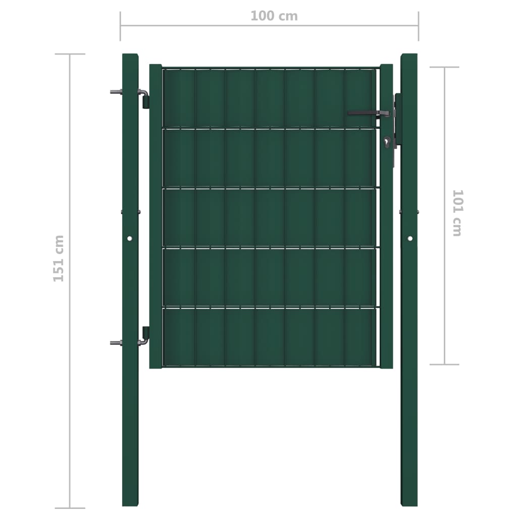 Cancello per Recinzione in PVC e Acciaio 100x101 cm Verde 145228