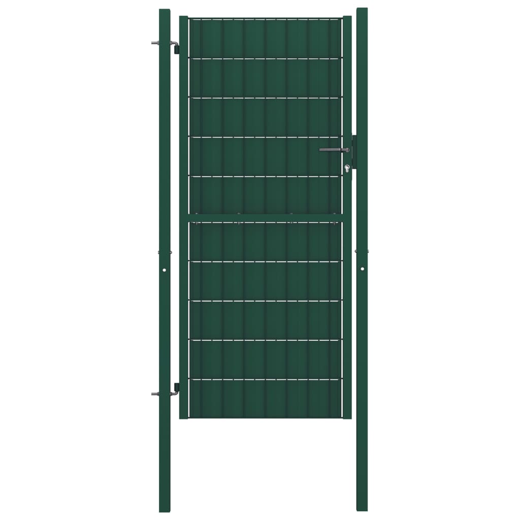 Cancello per Recinzione in PVC e Acciaio 100x204 cm Verde  