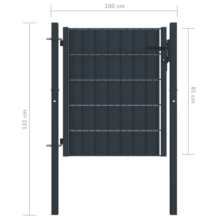 Cancello in PVC e Acciaio 100x81 cm Antracite  