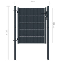 Cancello in PVC e Acciaio 100x101 cm Antracite  