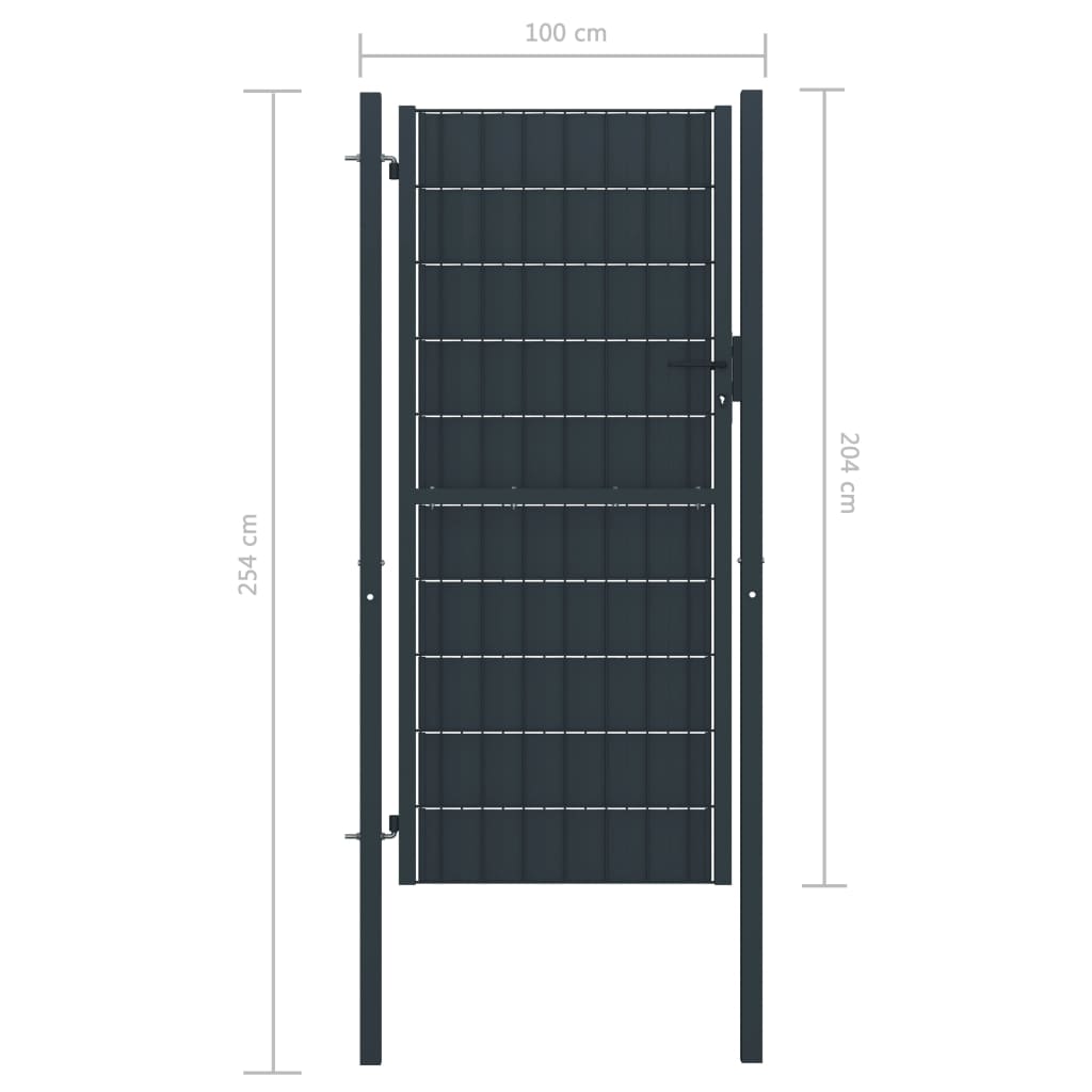 Cancello per Recinzione in PVC e Acciaio 100x204 cm Antracite cod mxl 39845