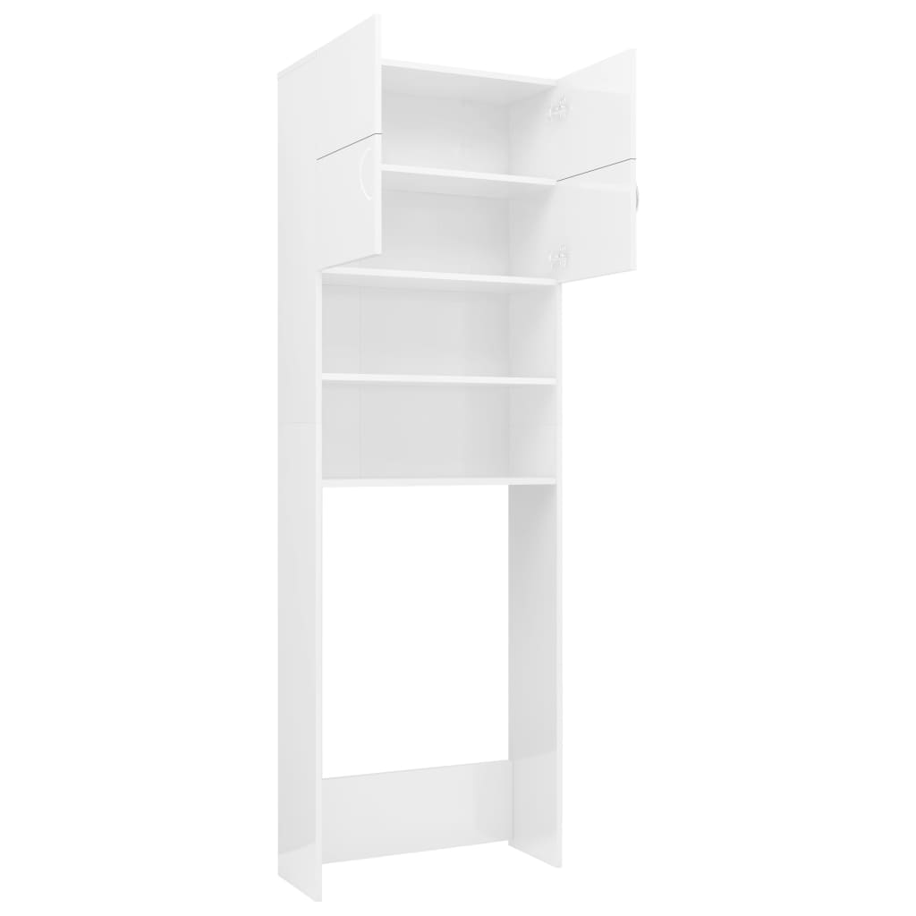 Mobile per Lavatrice Bianco Lucido 64x25,5x190 cm