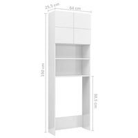 Mobile per Lavatrice Bianco Lucido 64x25,5x190 cm