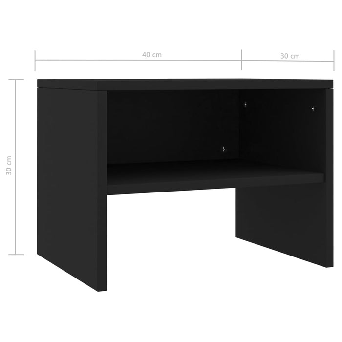 Comodino Nero 40x30x30 cm in Legno Multistrato 800065