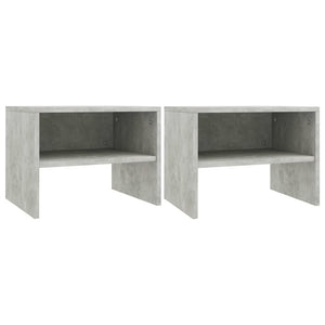 Comodini Grigio Cemento 2 pz 40x30x30 cm in Truciolato 800072