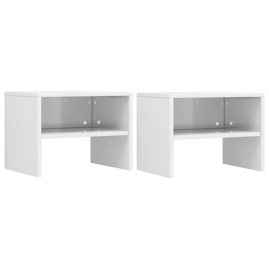 Comodini Bianco Lucido  2 pz 40x30x30 cm in Truciolato  cod mxl 70046