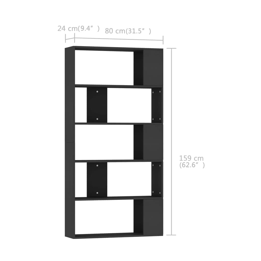 Libreria/Divisorio Nero 80x24x159 cm in Truciolato  cod mxl 64638